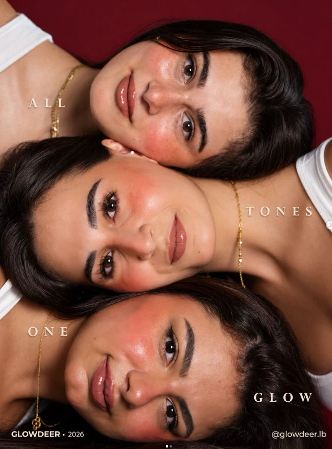 Three girls with different skin tones wearing GlowDeer blush: All tones, one glow